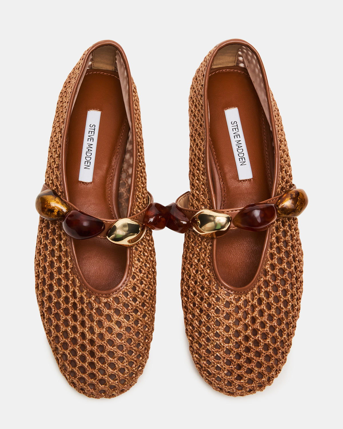 POPPIN Brown Raffia Mary Jane Ballet Women's Flat | Steve Madden Everyday