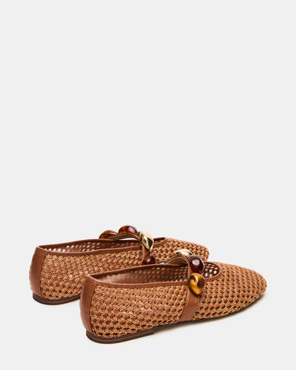 POPPIN Brown Raffia Mary Jane Ballet Women's Flat | Steve Madden Everyday