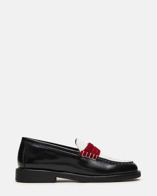 MADISON Black/Red Women's Penny Loafer | Steve Madden Value