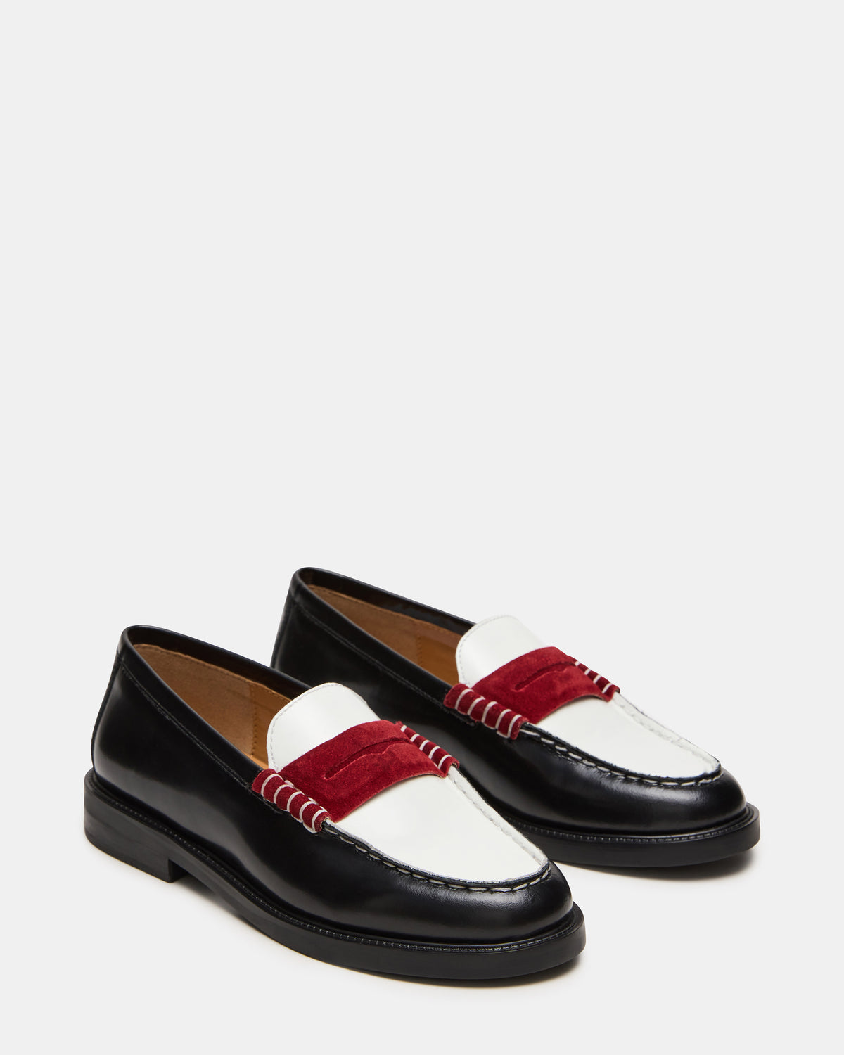 MADISON Black/Red Women's Penny Loafer | Steve Madden Value