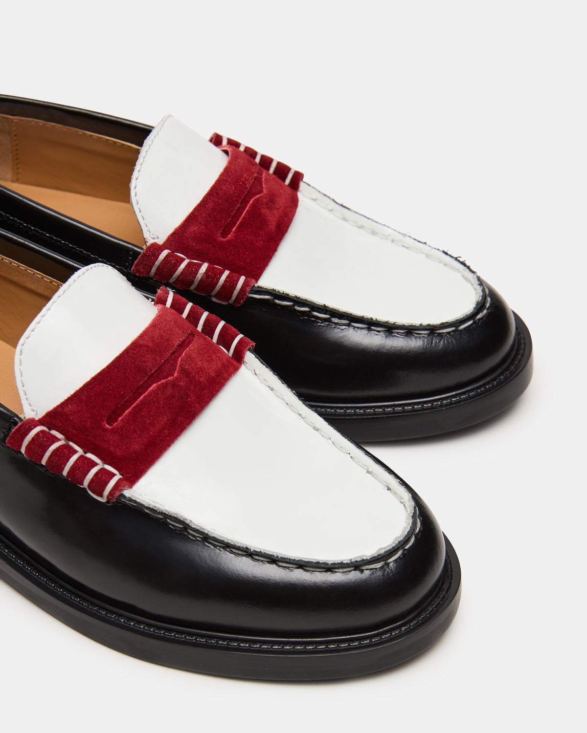 MADISON Black/Red Women's Penny Loafer | Steve Madden Value