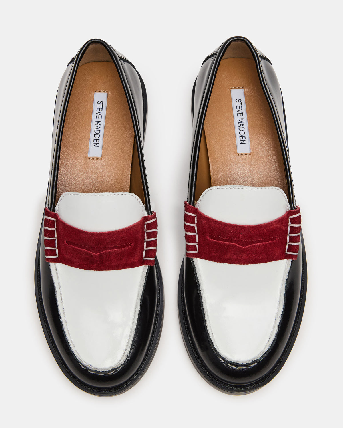 MADISON Black/Red Women's Penny Loafer | Steve Madden Value
