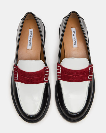 MADISON Black/Red Women's Penny Loafer | Steve Madden Value