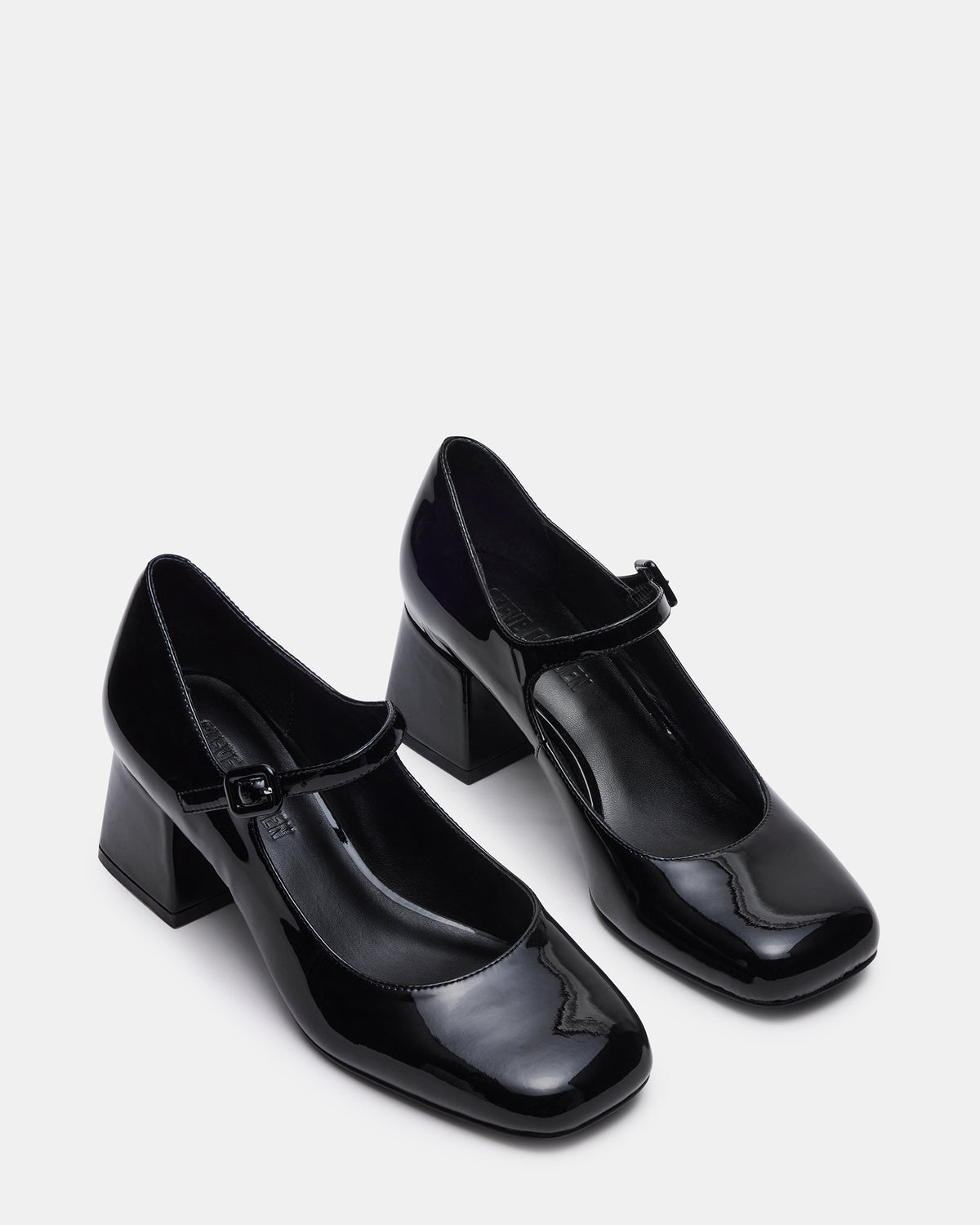 DARCEY Black Patent Square-Toe Mary Jane Block Heel Women's Loafer | Steve Madden Exclusive