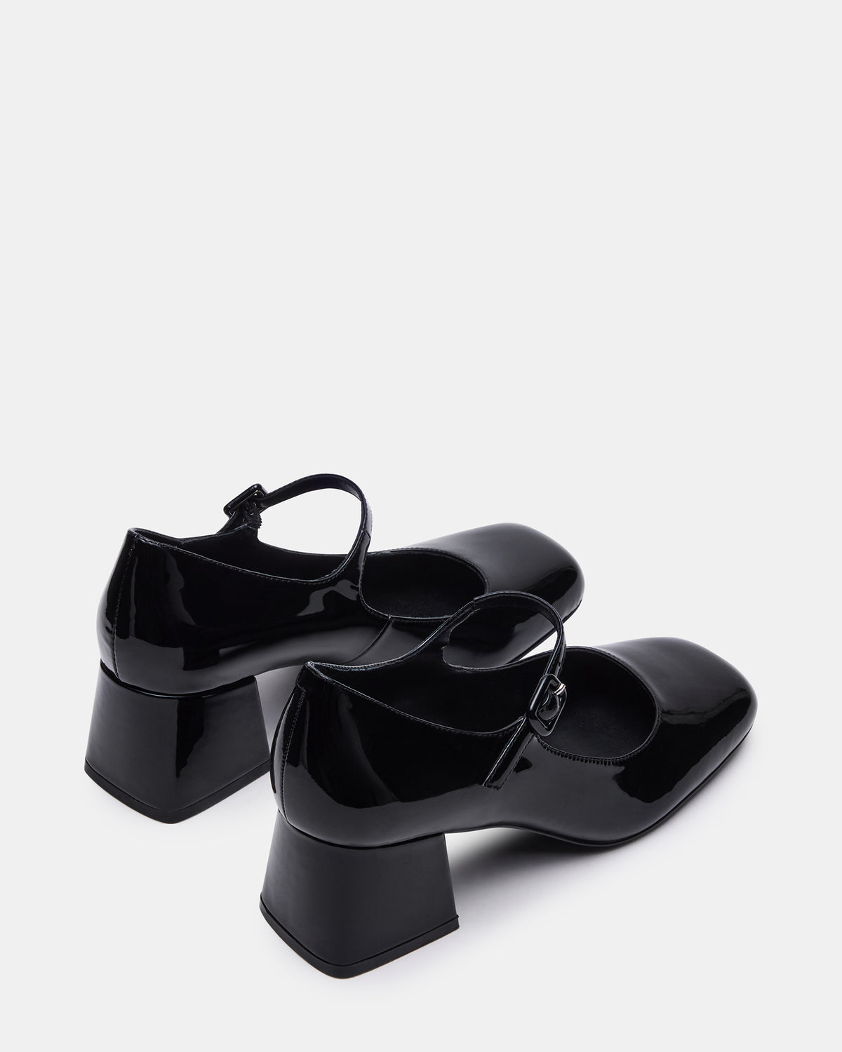 DARCEY Black Patent Square-Toe Mary Jane Block Heel Women's Loafer | Steve Madden Exclusive