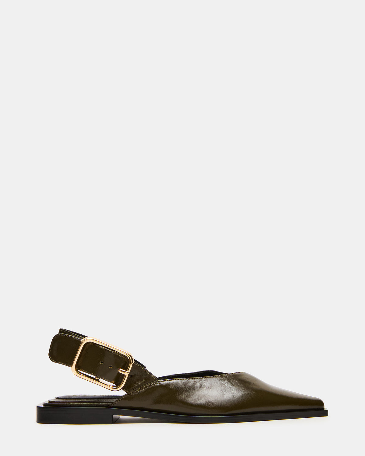SHAY Olive Leather Pointed-Toe Slingback Ballet Women's Flat | Steve Madden Deals