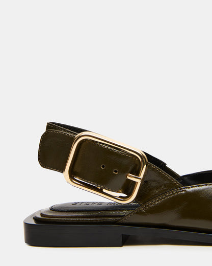 SHAY Olive Leather Pointed-Toe Slingback Ballet Women's Flat | Steve Madden Deals