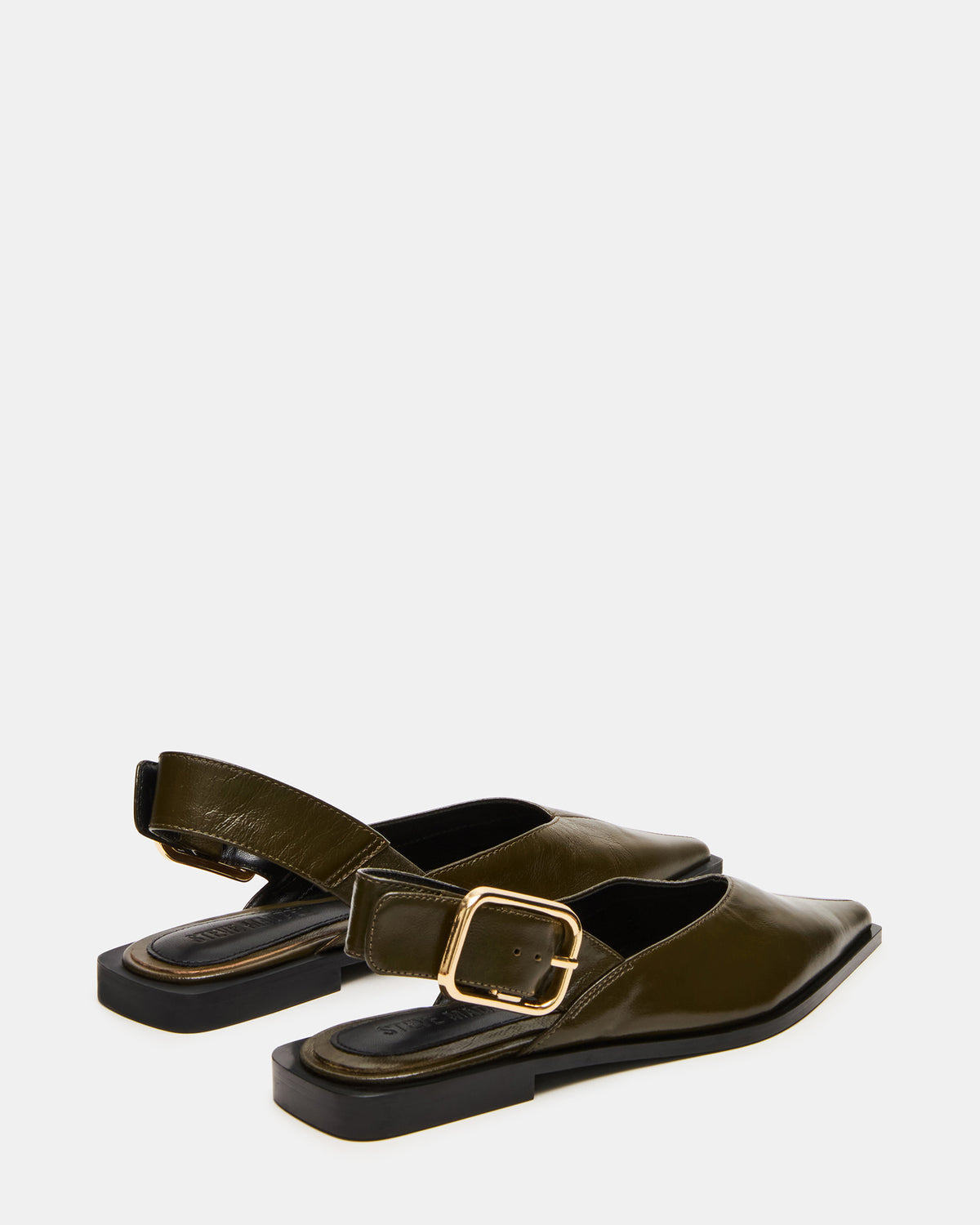 SHAY Olive Leather Pointed-Toe Slingback Ballet Women's Flat | Steve Madden Deals