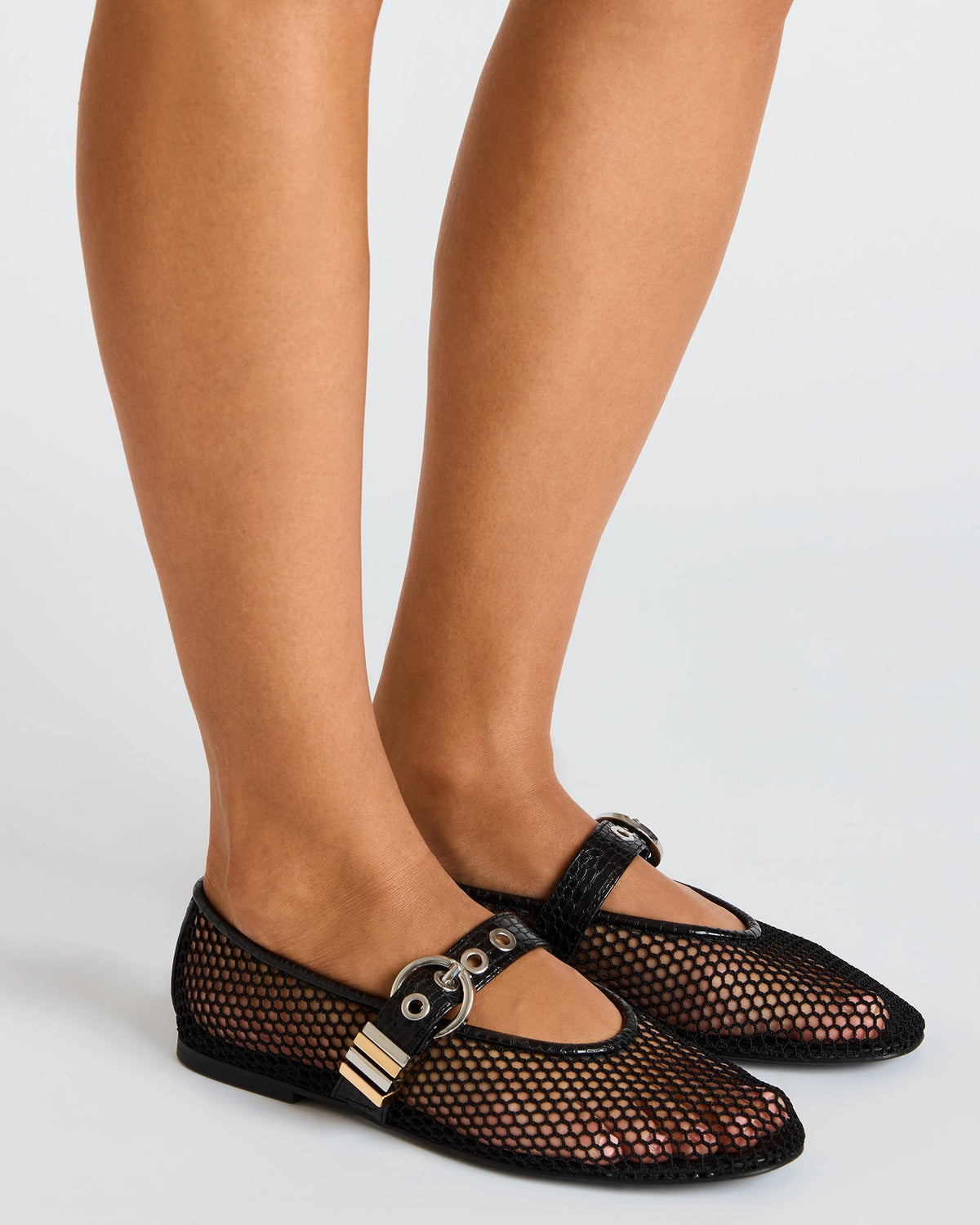 LUCIA Black Mesh Mary Jane Ballet Women's Flat | Steve Madden Best Seller