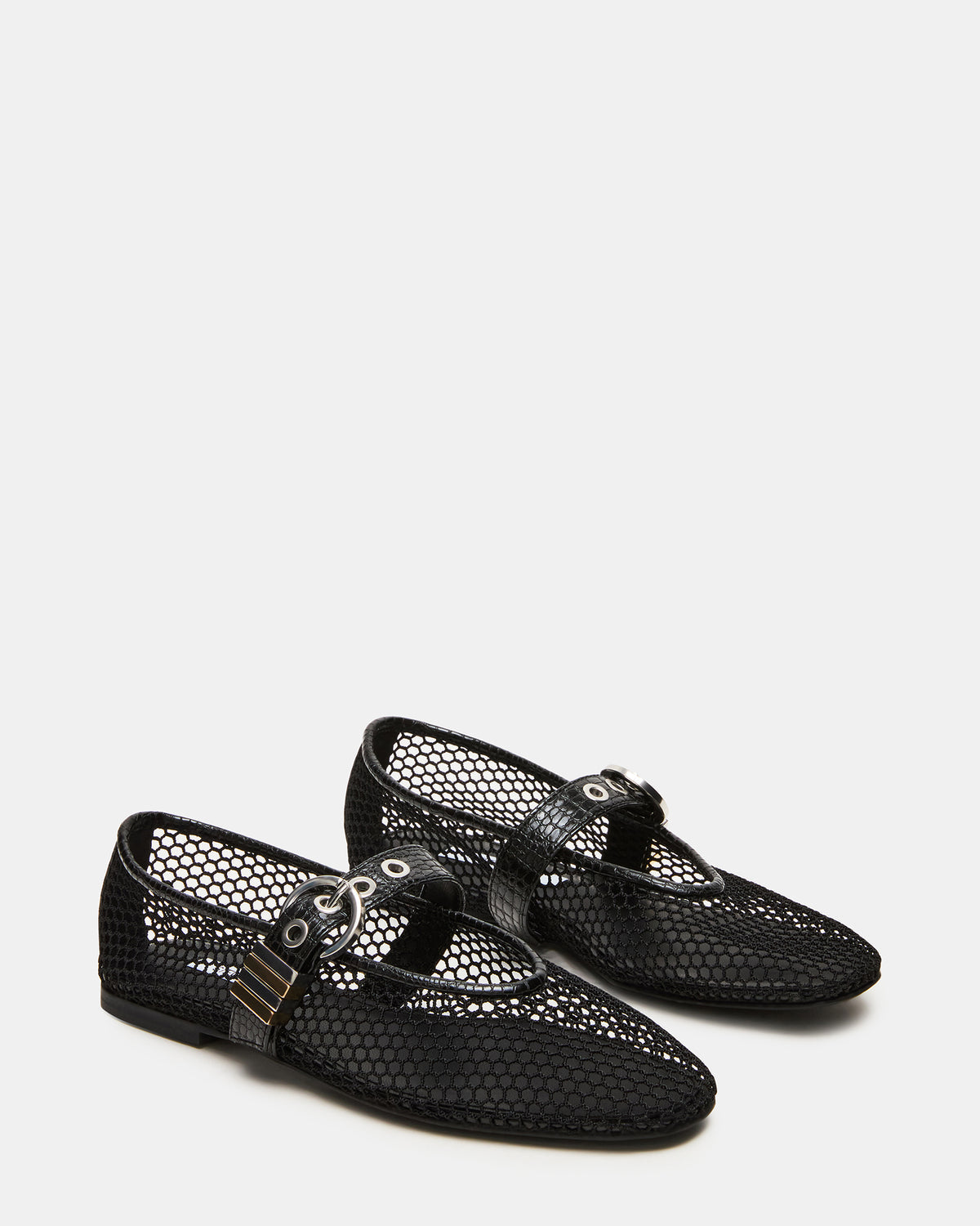 LUCIA Black Mesh Mary Jane Ballet Women's Flat | Steve Madden Best Seller