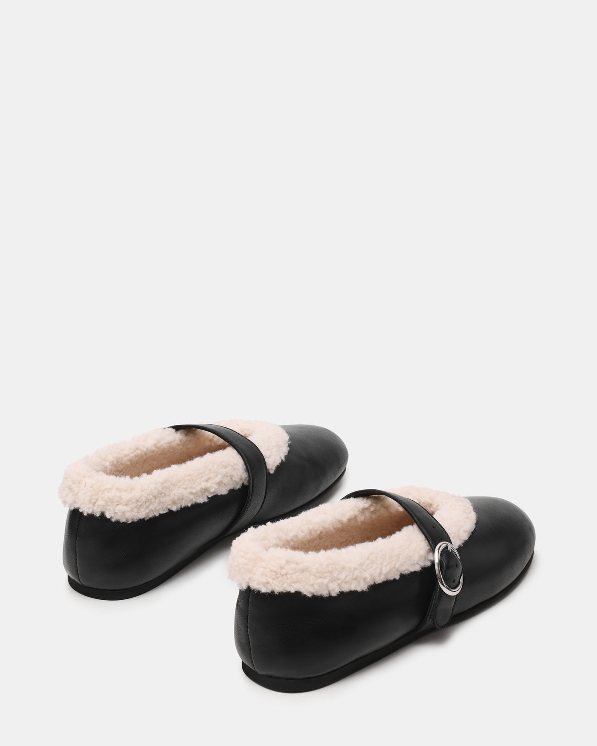 LODGE Black Leather Mary Jane Round-Toe Women's Flat | Steve Madden Value