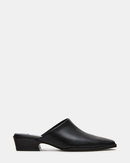 DESSA Black Leather Square-Toe Mule Women's Flat | Steve Madden Quality