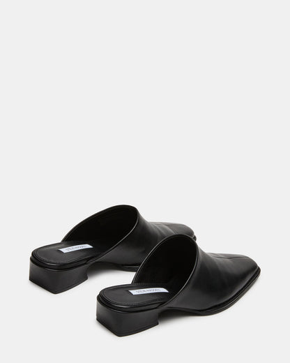 DESSA Black Leather Square-Toe Mule Women's Flat | Steve Madden Quality