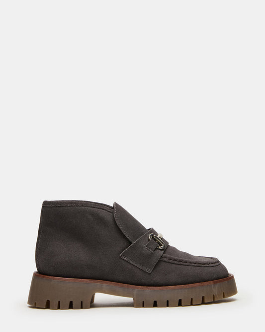 LEON Grey Suede Platform Lug Sole Women's Loafer | Steve Madden Sale