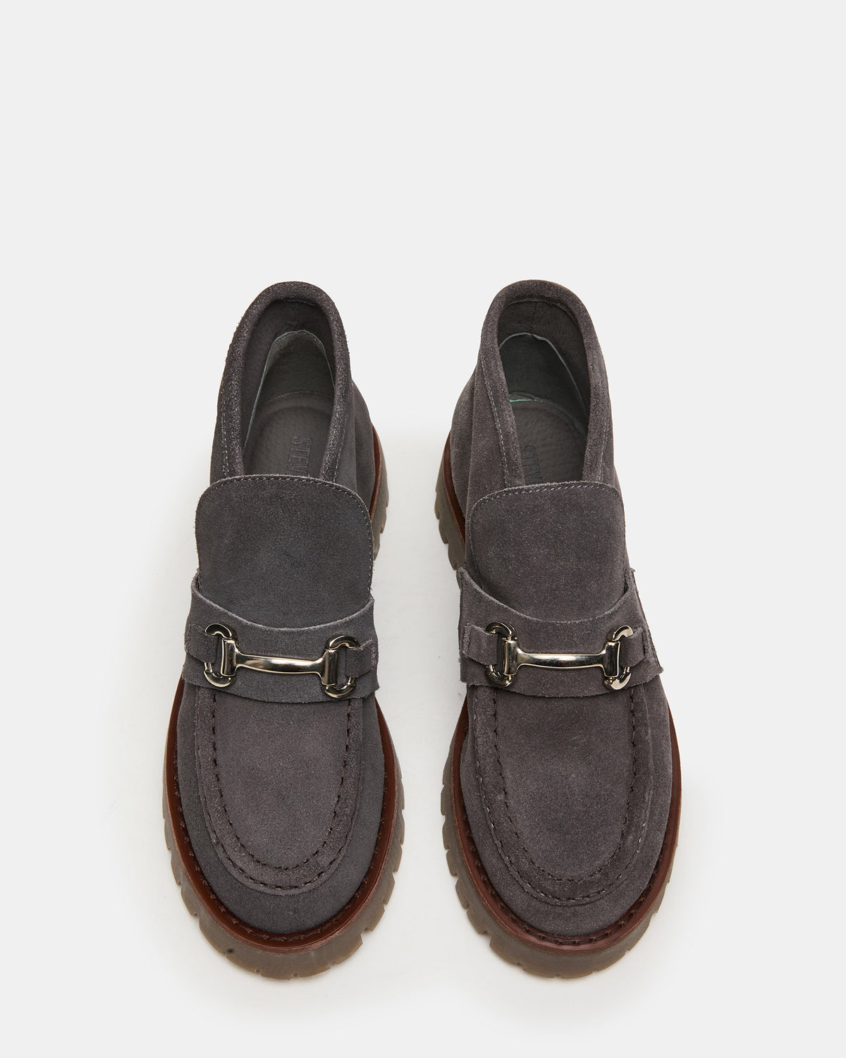 LEON Grey Suede Platform Lug Sole Women's Loafer | Steve Madden Sale