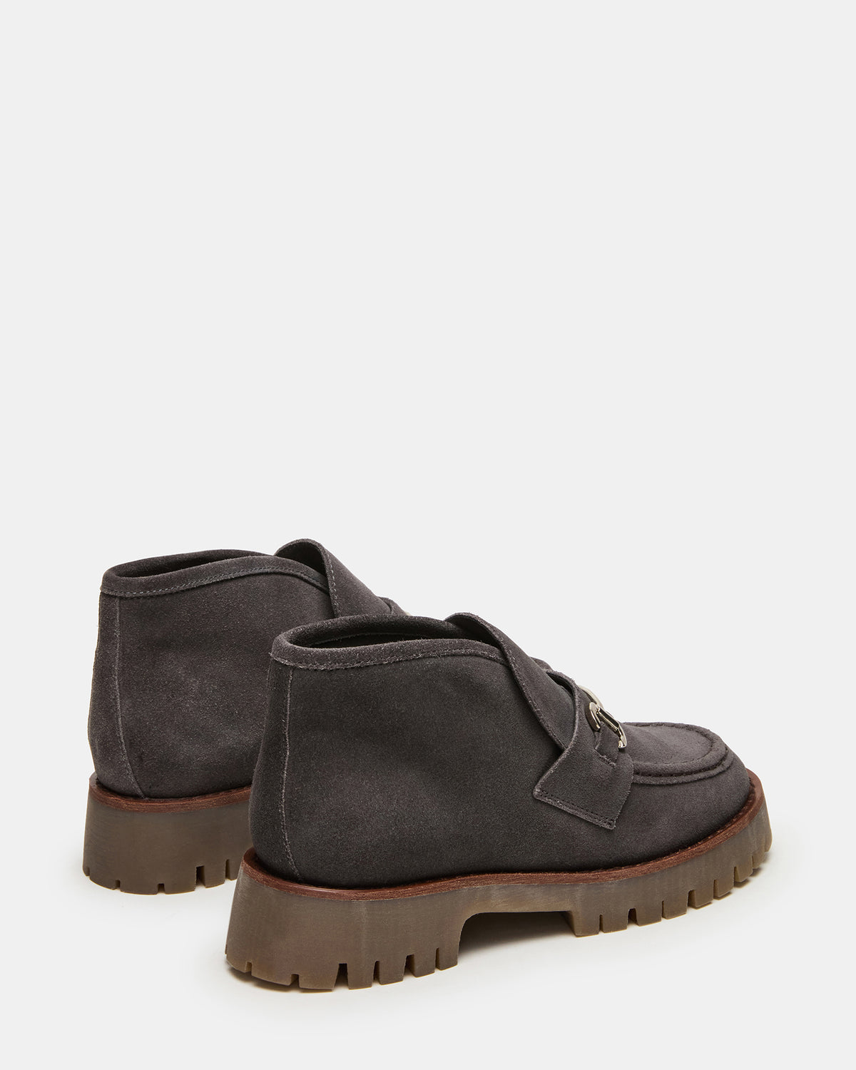 LEON Grey Suede Platform Lug Sole Women's Loafer | Steve Madden Sale