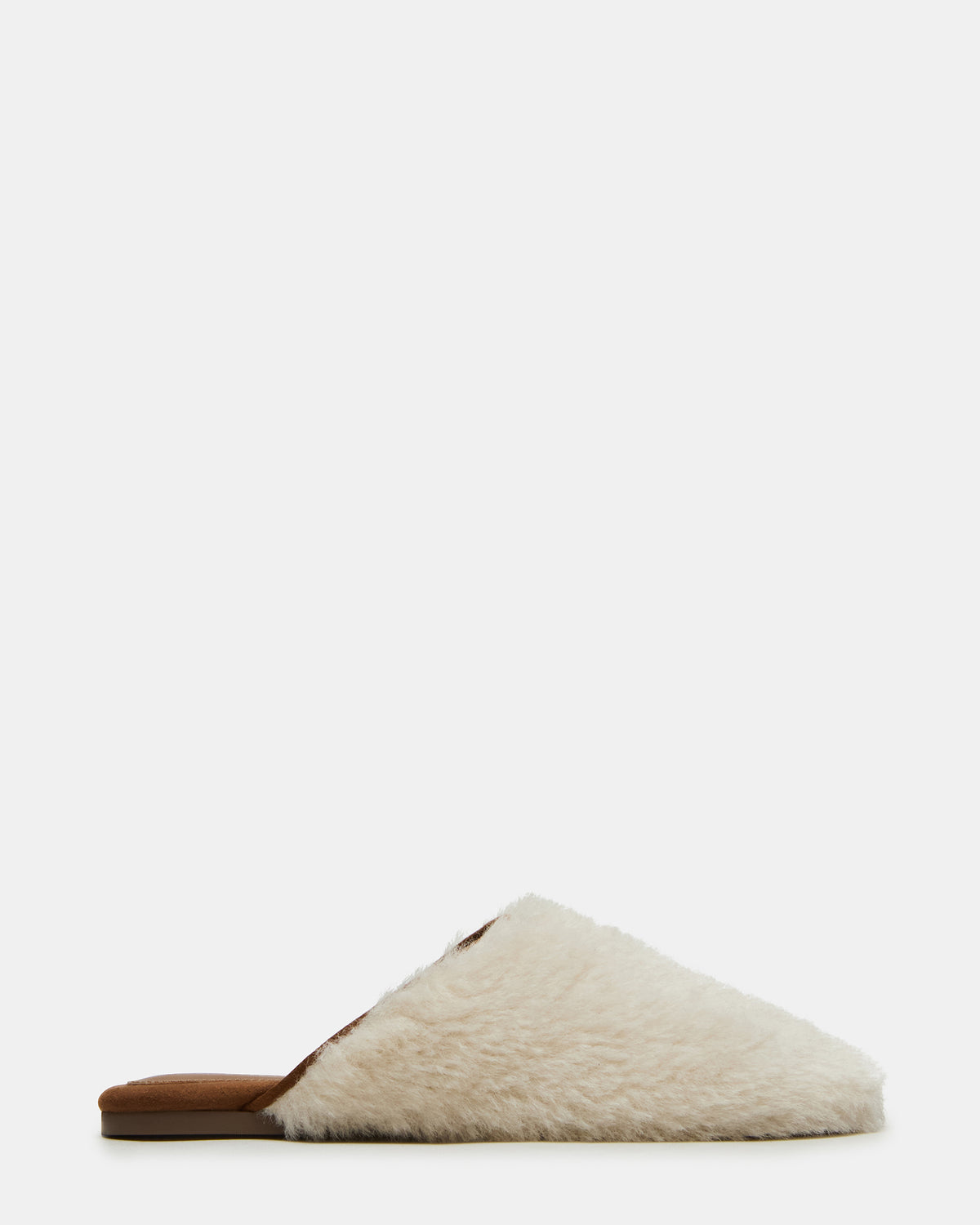 PEARSON Faux Fur Cream Rounded-Toe Slip-On Women's Flat | Steve Madden Latest