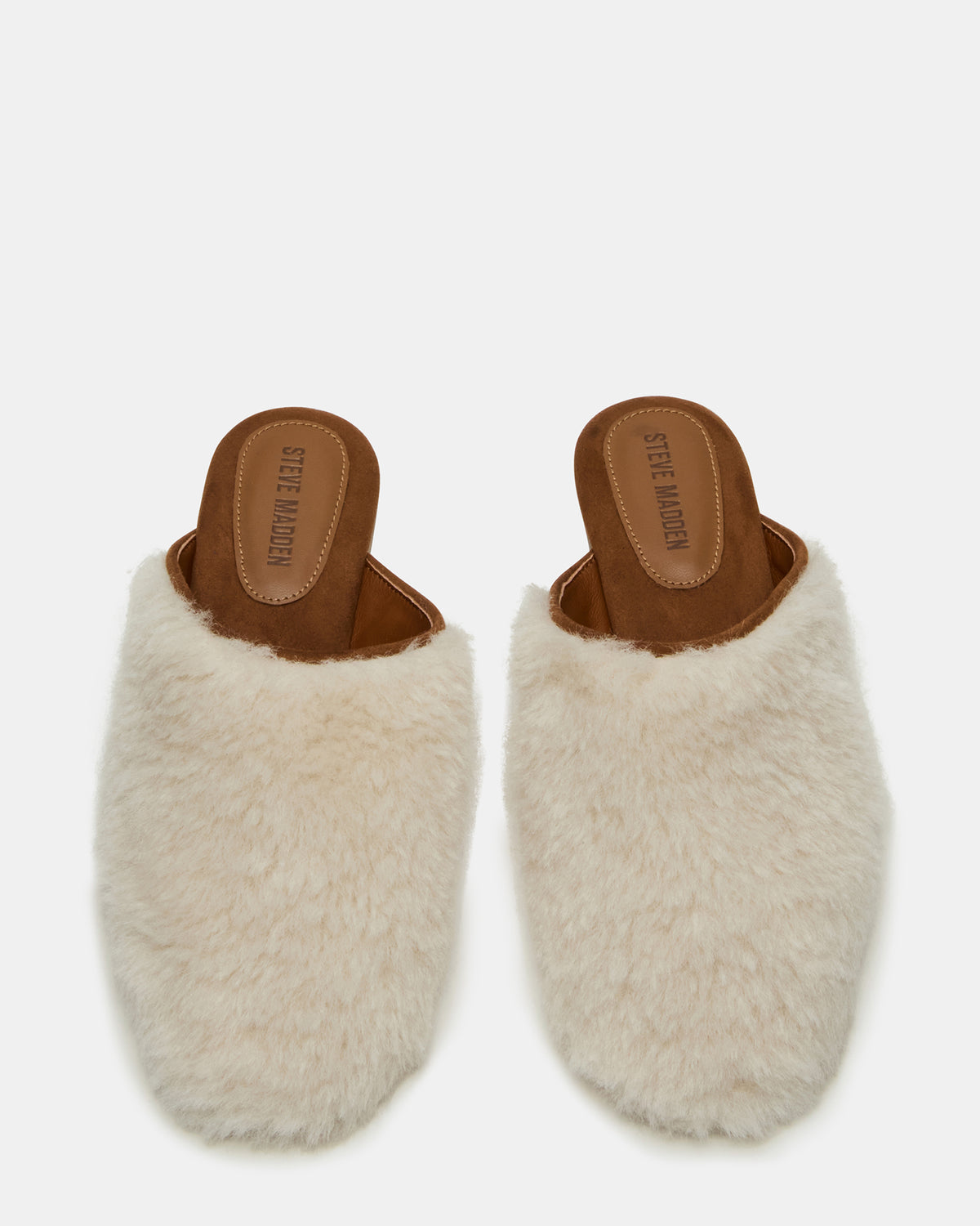 PEARSON Faux Fur Cream Rounded-Toe Slip-On Women's Flat | Steve Madden Latest