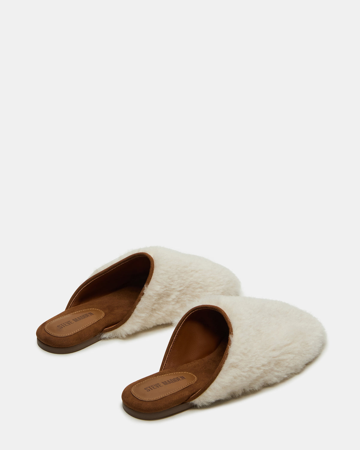 PEARSON Faux Fur Cream Rounded-Toe Slip-On Women's Flat | Steve Madden Latest