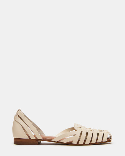 MEDLIN White Leather Square-Toe Fisherman Women's Flat | Steve Madden Smart Buy