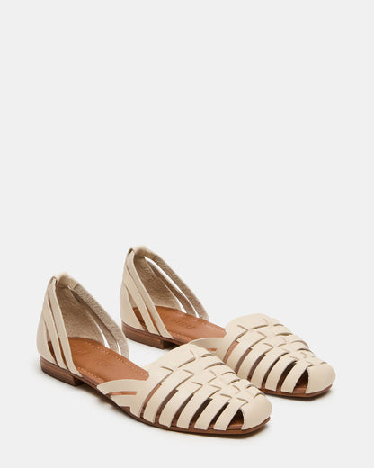 MEDLIN White Leather Square-Toe Fisherman Women's Flat | Steve Madden Smart Buy