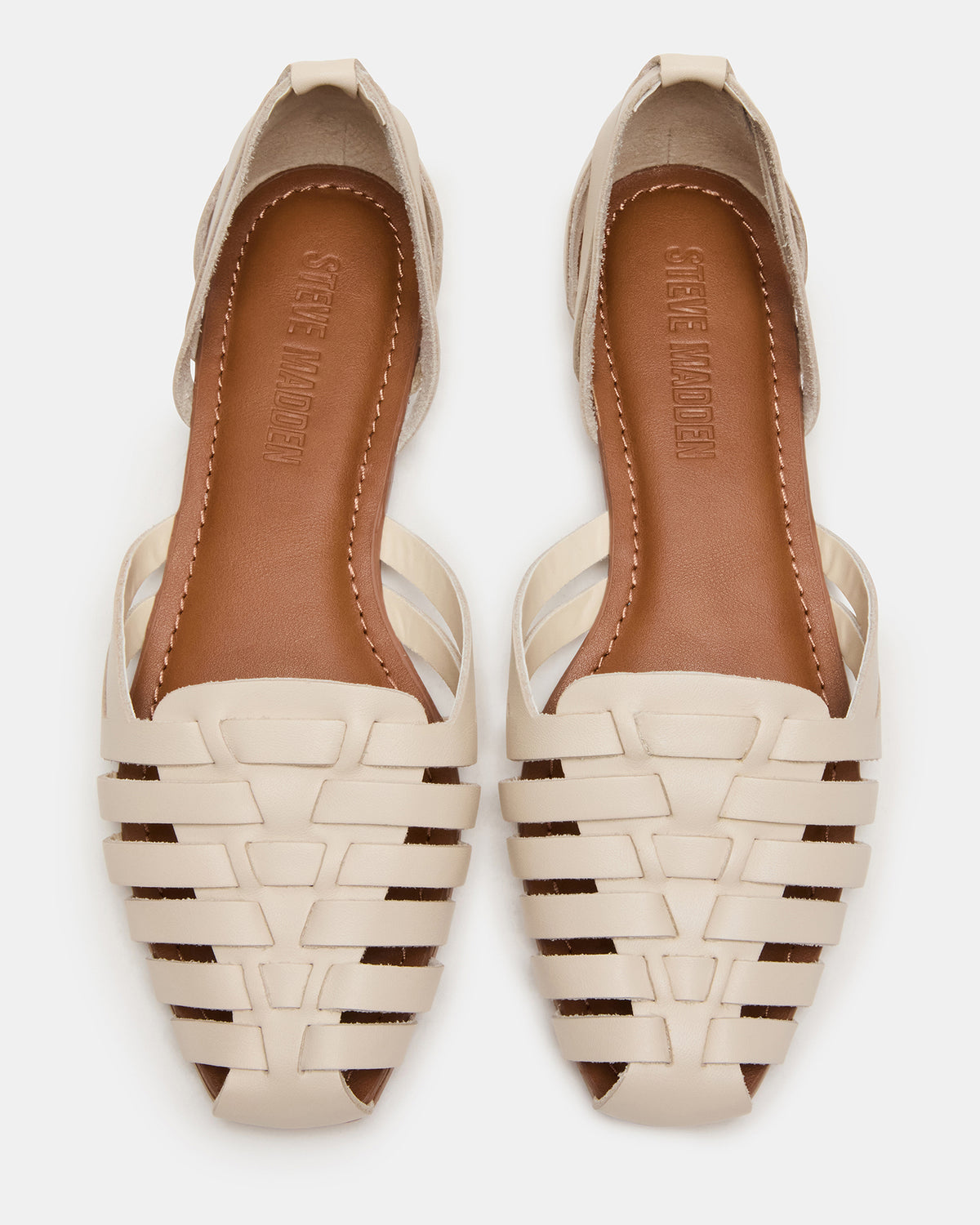 MEDLIN White Leather Square-Toe Fisherman Women's Flat | Steve Madden Smart Buy