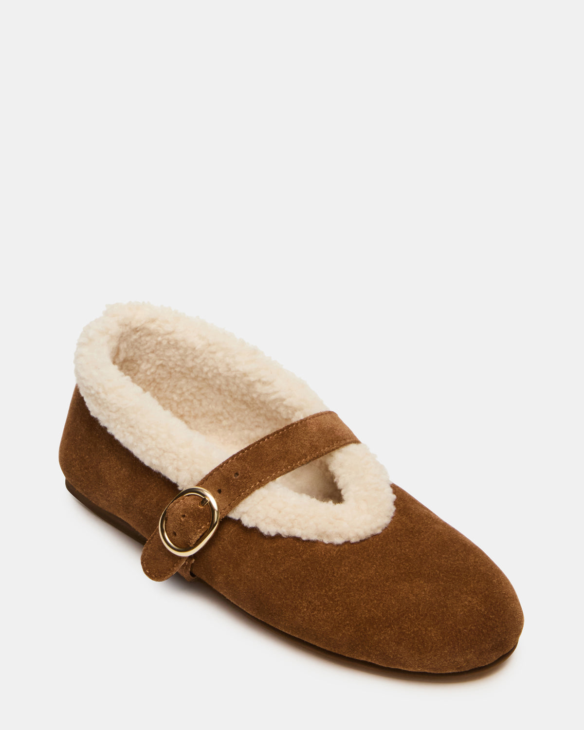 LODGE Chestnut Suede Mary Jane Round-Toe Women's Flat | Steve Madden Popular