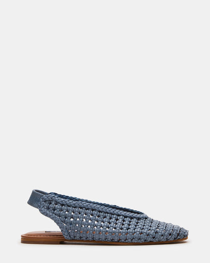 RUMI Blue Leather Woven Slingback Round-Toe Women's Flat | Steve Madden Customer Favorite