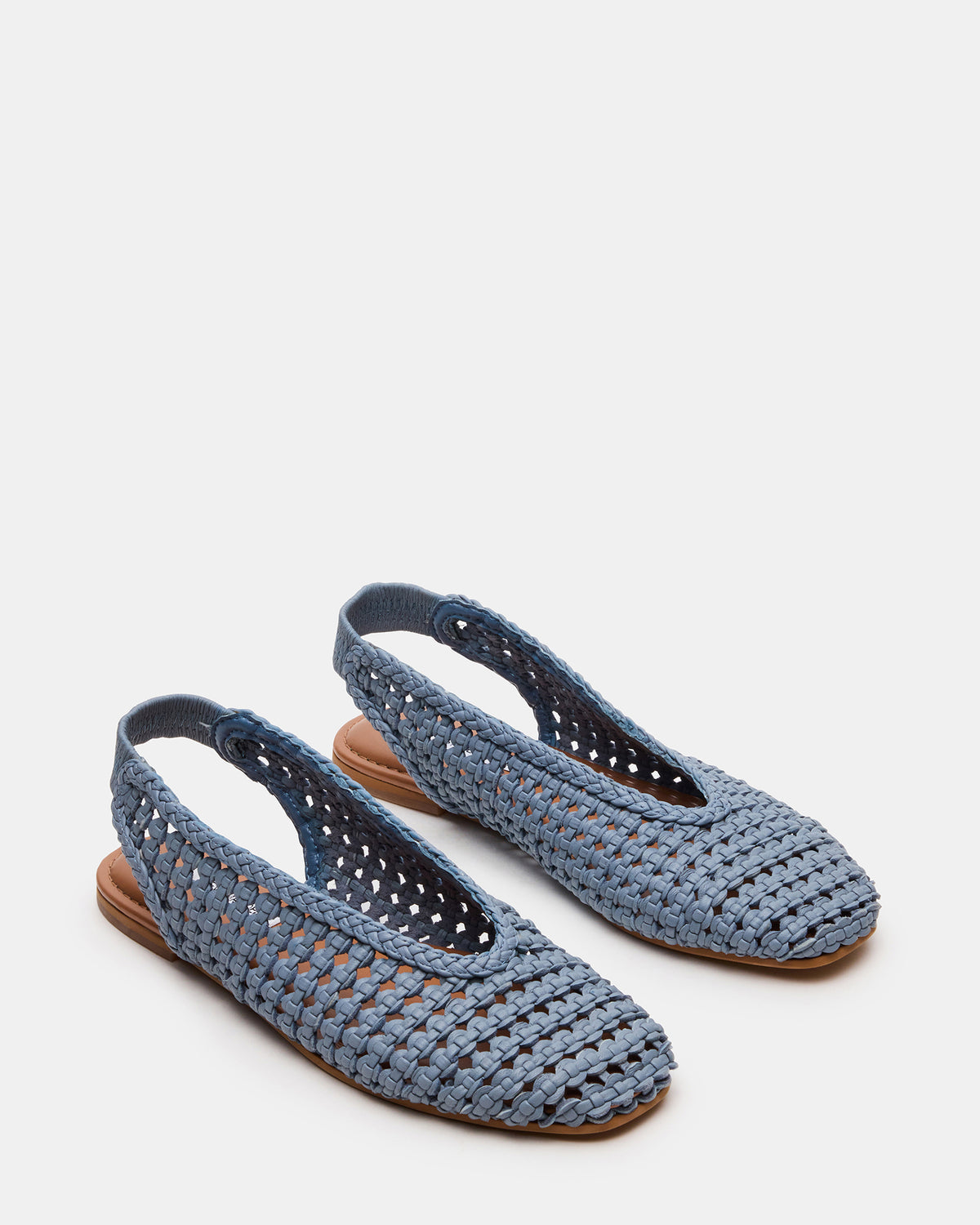RUMI Blue Leather Woven Slingback Round-Toe Women's Flat | Steve Madden Customer Favorite