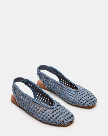 RUMI Blue Leather Woven Slingback Round-Toe Women's Flat | Steve Madden Customer Favorite
