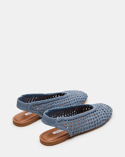 RUMI Blue Leather Woven Slingback Round-Toe Women's Flat | Steve Madden Customer Favorite