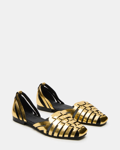 MEDLIN Gold Leather Square-Toe Fisherman Women's Flat | Steve Madden Recommended