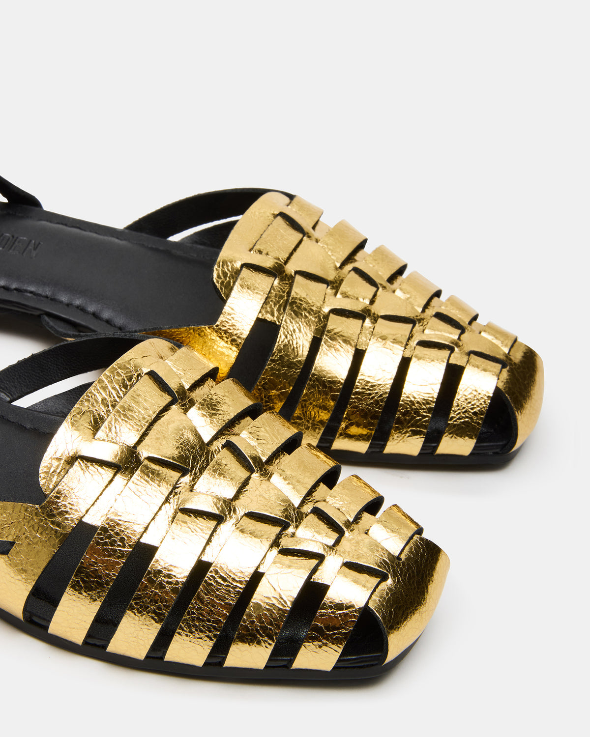 MEDLIN Gold Leather Square-Toe Fisherman Women's Flat | Steve Madden Recommended