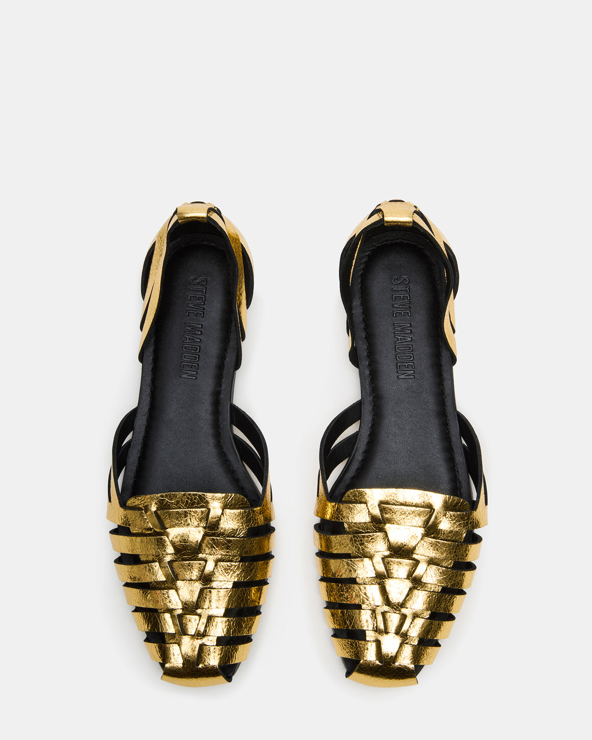 MEDLIN Gold Leather Square-Toe Fisherman Women's Flat | Steve Madden Recommended