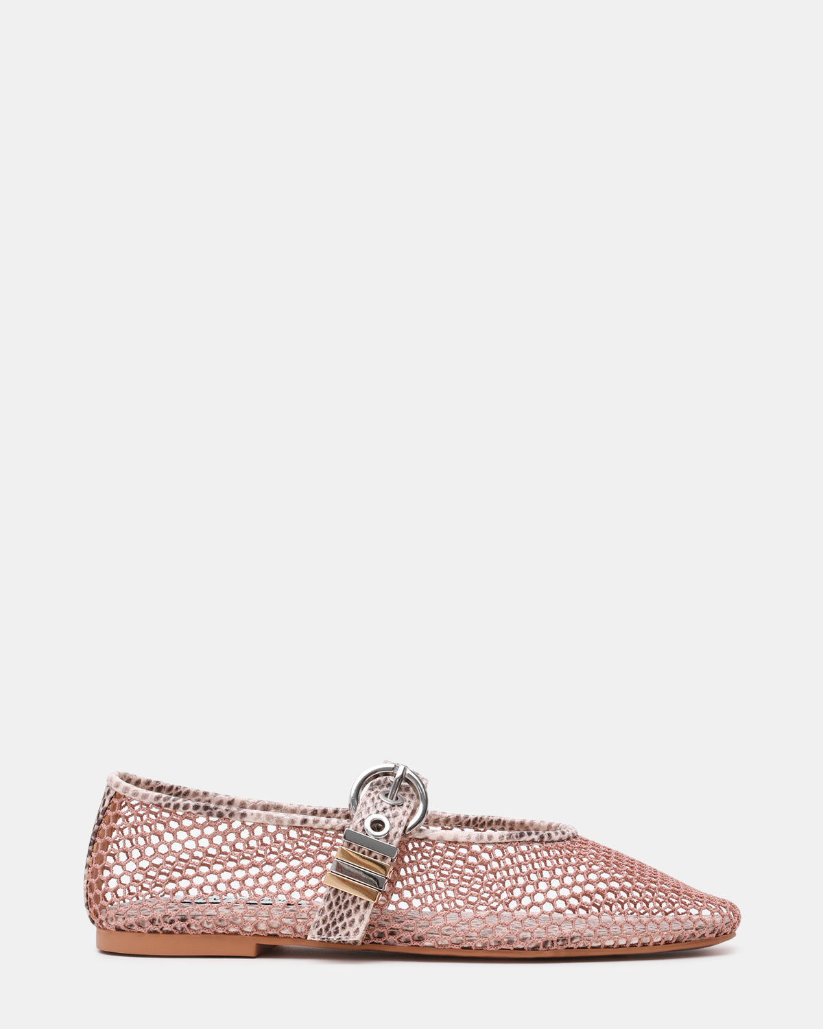 LUCIA Blush Multi Mesh Mary Jane Ballet Women's Flat | Steve Madden Premium