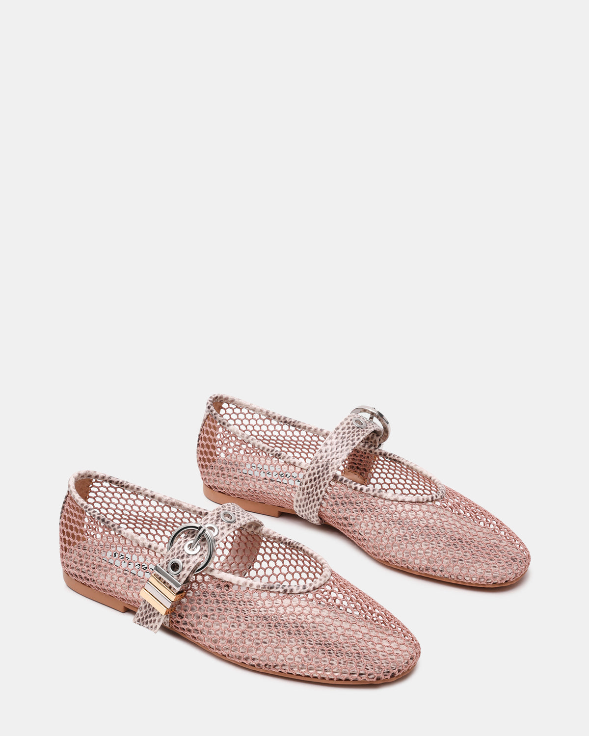 LUCIA Blush Multi Mesh Mary Jane Ballet Women's Flat | Steve Madden Premium