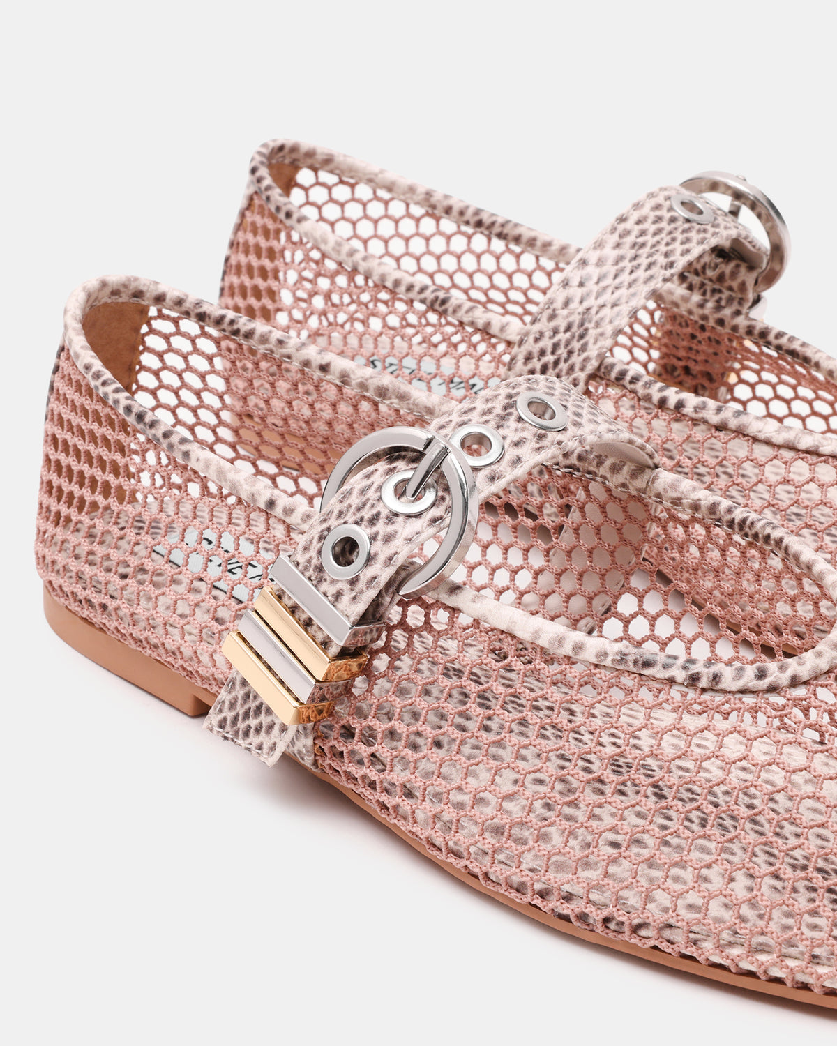 LUCIA Blush Multi Mesh Mary Jane Ballet Women's Flat | Steve Madden Premium