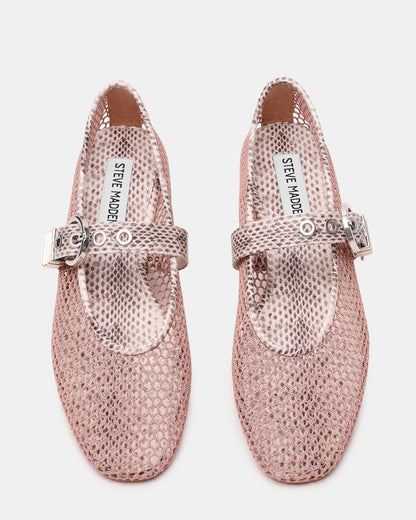 LUCIA Blush Multi Mesh Mary Jane Ballet Women's Flat | Steve Madden Premium