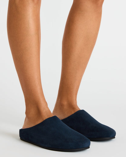 FERN Navy Suede Mule Slip-On Round-Toe Women's Flat | Steve Madden Discount
