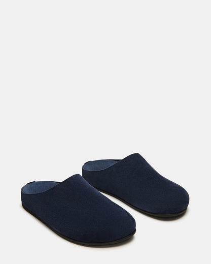 FERN Navy Suede Mule Slip-On Round-Toe Women's Flat | Steve Madden Discount