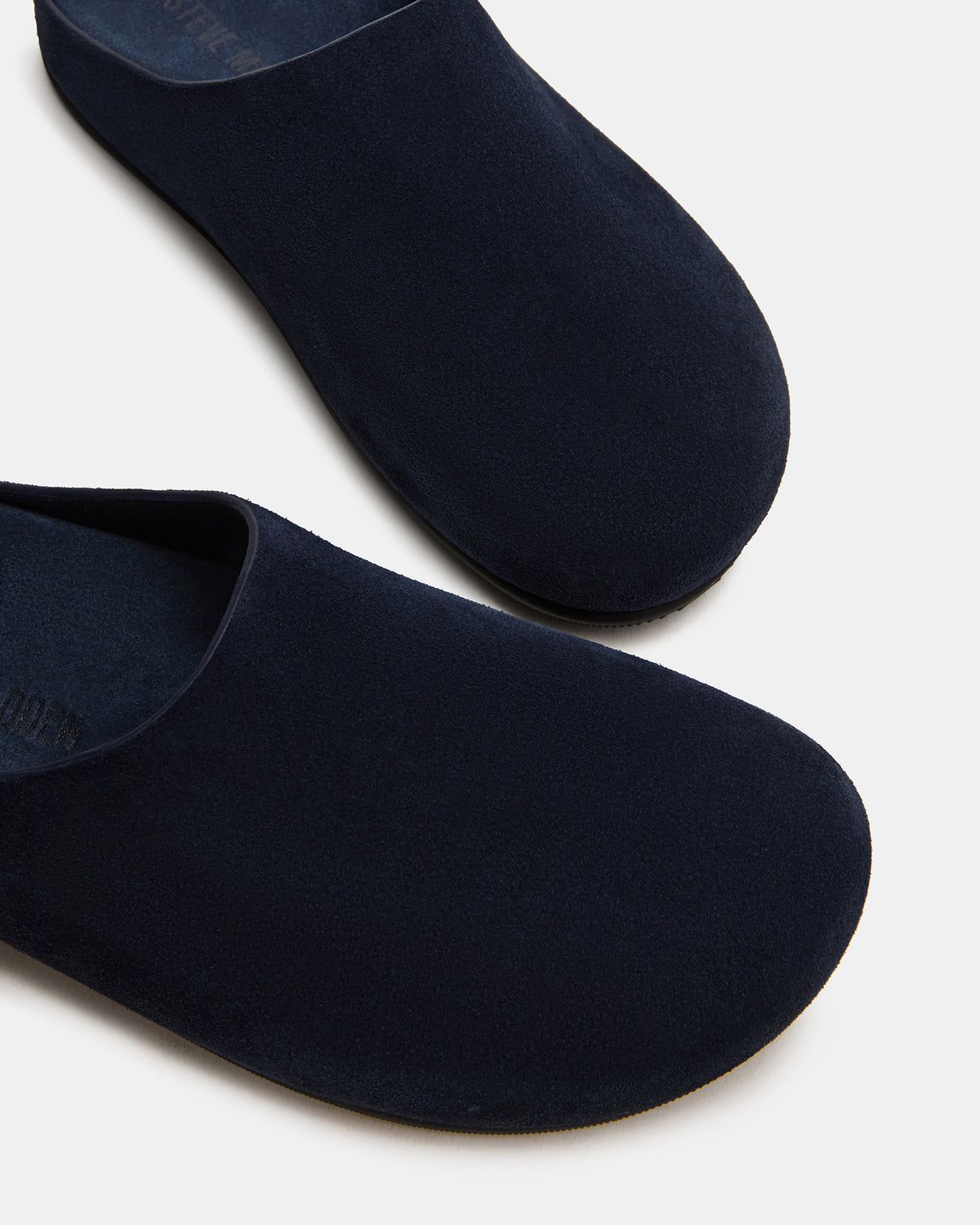 FERN Navy Suede Mule Slip-On Round-Toe Women's Flat | Steve Madden Discount
