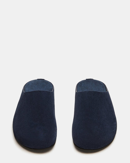 FERN Navy Suede Mule Slip-On Round-Toe Women's Flat | Steve Madden Discount