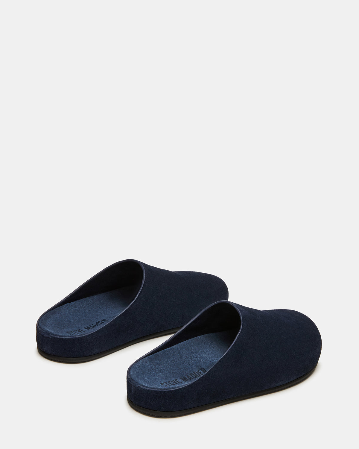 FERN Navy Suede Mule Slip-On Round-Toe Women's Flat | Steve Madden Discount