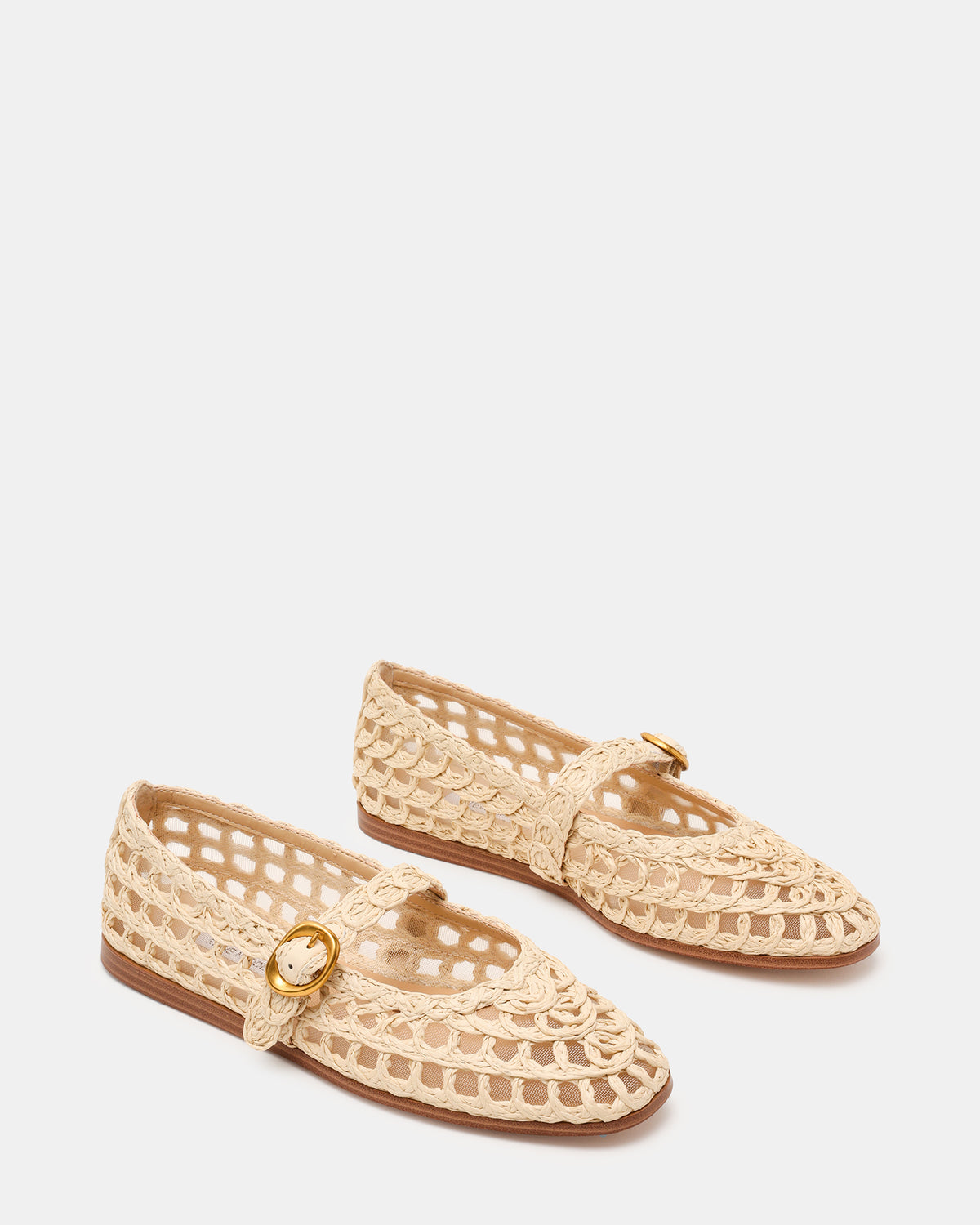 MELODY Natural Raffia Mary Jane Woven Buckle Round-Toe Women's Flat | Steve Madden Recommended