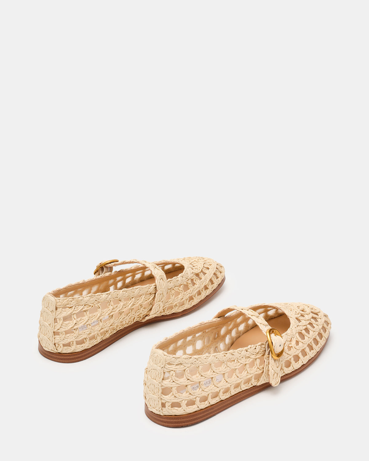 MELODY Natural Raffia Mary Jane Woven Buckle Round-Toe Women's Flat | Steve Madden Recommended