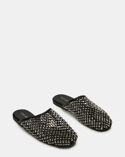 PEARSON Black Rhinestones Rounded-Toe Slip-On Women's Flat | Steve Madden Discount