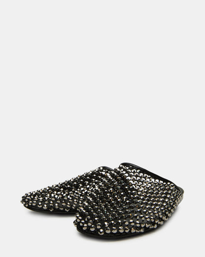 PEARSON Black Rhinestones Rounded-Toe Slip-On Women's Flat | Steve Madden Discount