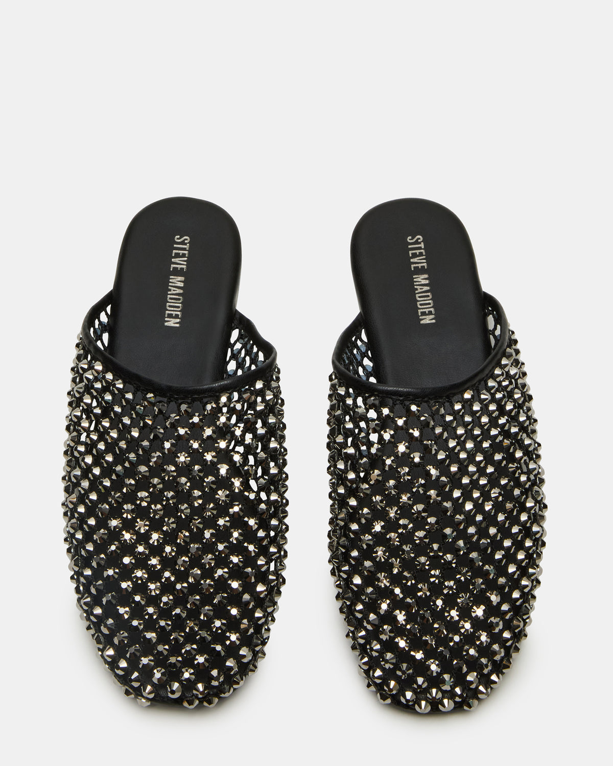 PEARSON Black Rhinestones Rounded-Toe Slip-On Women's Flat | Steve Madden Discount