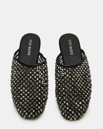 PEARSON Black Rhinestones Rounded-Toe Slip-On Women's Flat | Steve Madden Discount