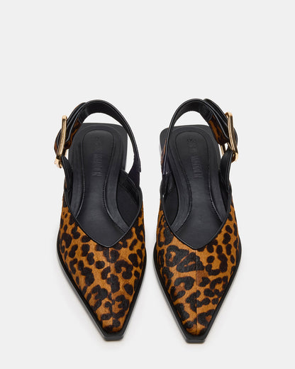 SHAY Leopard Pointed-Toe Slingback Ballet Women's Flat | Steve Madden Smart Buy
